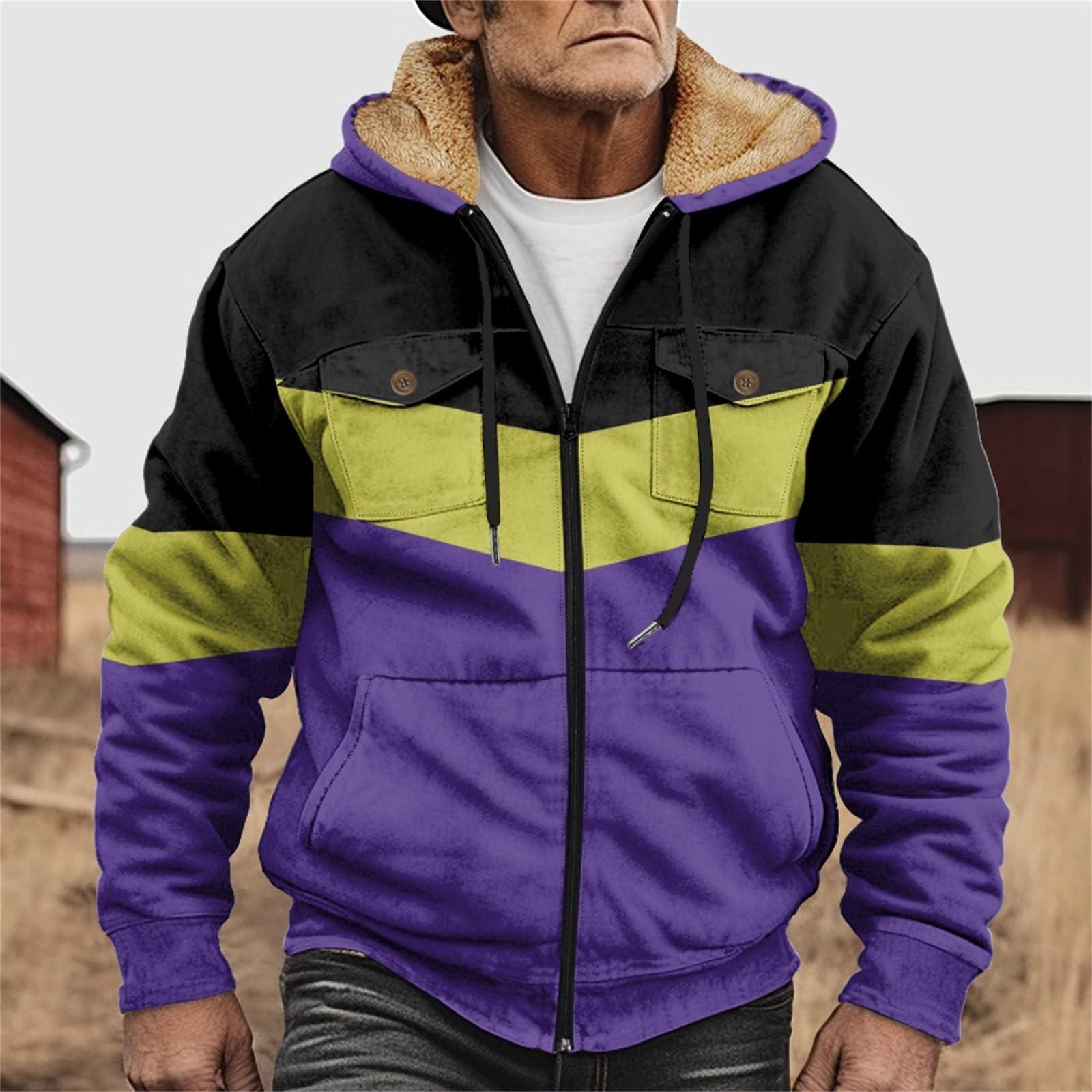 

Мужская утолщенная куртка на пуговицах с двойным карманом и карманной вставкой, хлопковая куртка XL фиолетовый