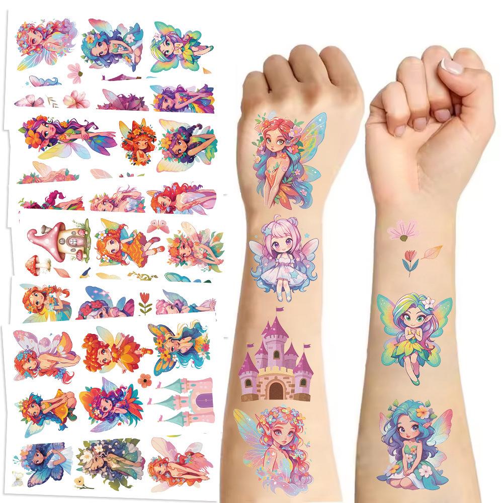 New Cartoon Flower Fairy Series Tattoo Stickers Can Waterproof Party Party Gift Funny DIY Fun Face