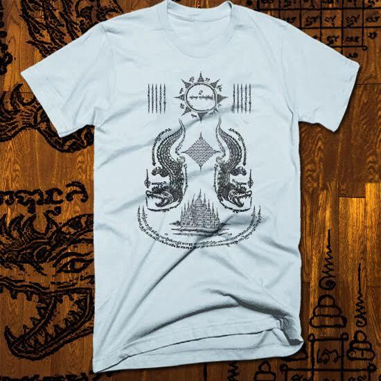 Muay Thai T-shirt MMA, UFC, Jiu Jitsu Fight Club Thai Box Sak Yant Tattoo Blue 2XL