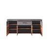INDY Low Sideboard 4 Doors and 1 Drawer - Aged Wood and Matt Gray Melamine - L 178 X D 40 X H 77 Cm