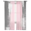 Pink Oil Painting Texture Paint Tulle Curtain For Living Room Bedroom Kitchen Decoration Window Voiles Tulle Curtain