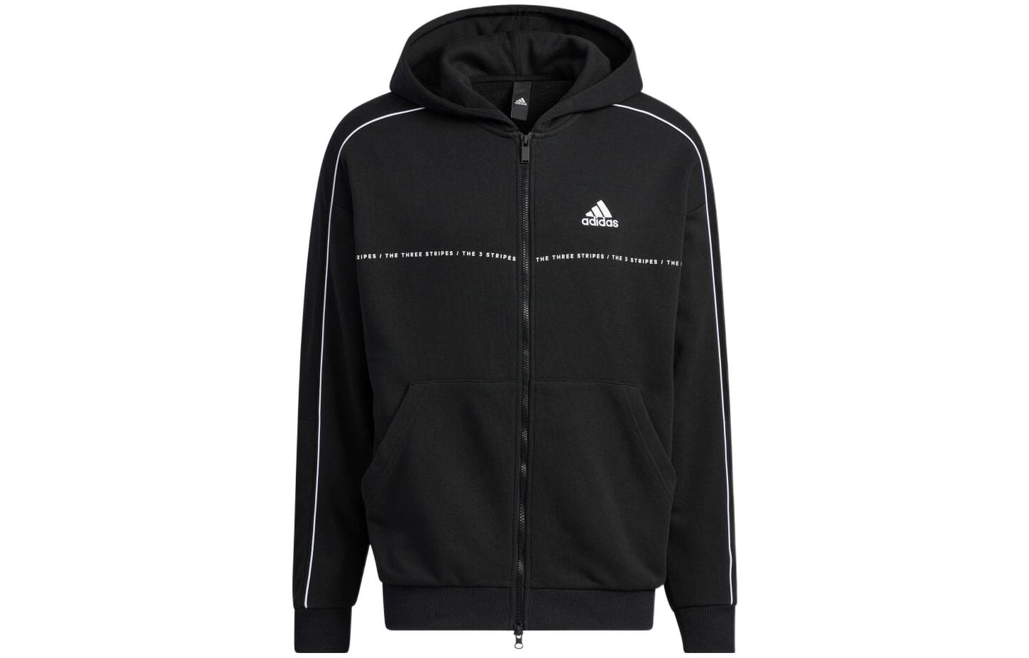 Adidas Sweatshirts Unisex Black Hooded Moderate Cardigan IA9435 XL