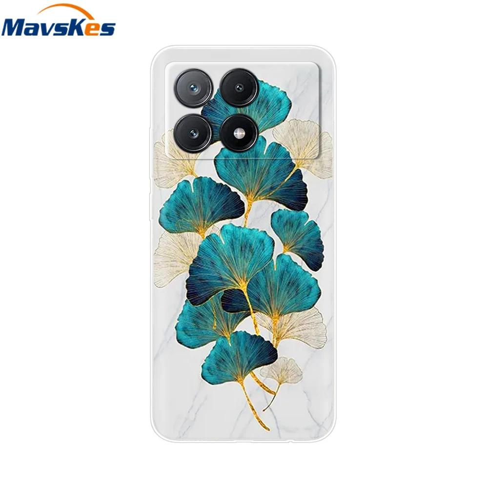 For Xiaomi Poco X6 Pro Case TPU Soft Painted Phone Cases For Xiomi Poco X6 PocoX6 Pro 5G Silicone Cover Flower Fundas Protective