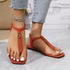 Fashion 2025 New Summer retro Yingyuan metal buckle toe toe versatile flat one-strap sandals for women's beach Roman sandals
