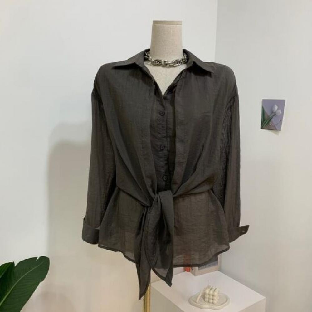 C S In The Room Uji Sheer pIntuCk Wrap Long Sleeve Shirt 3 Color C