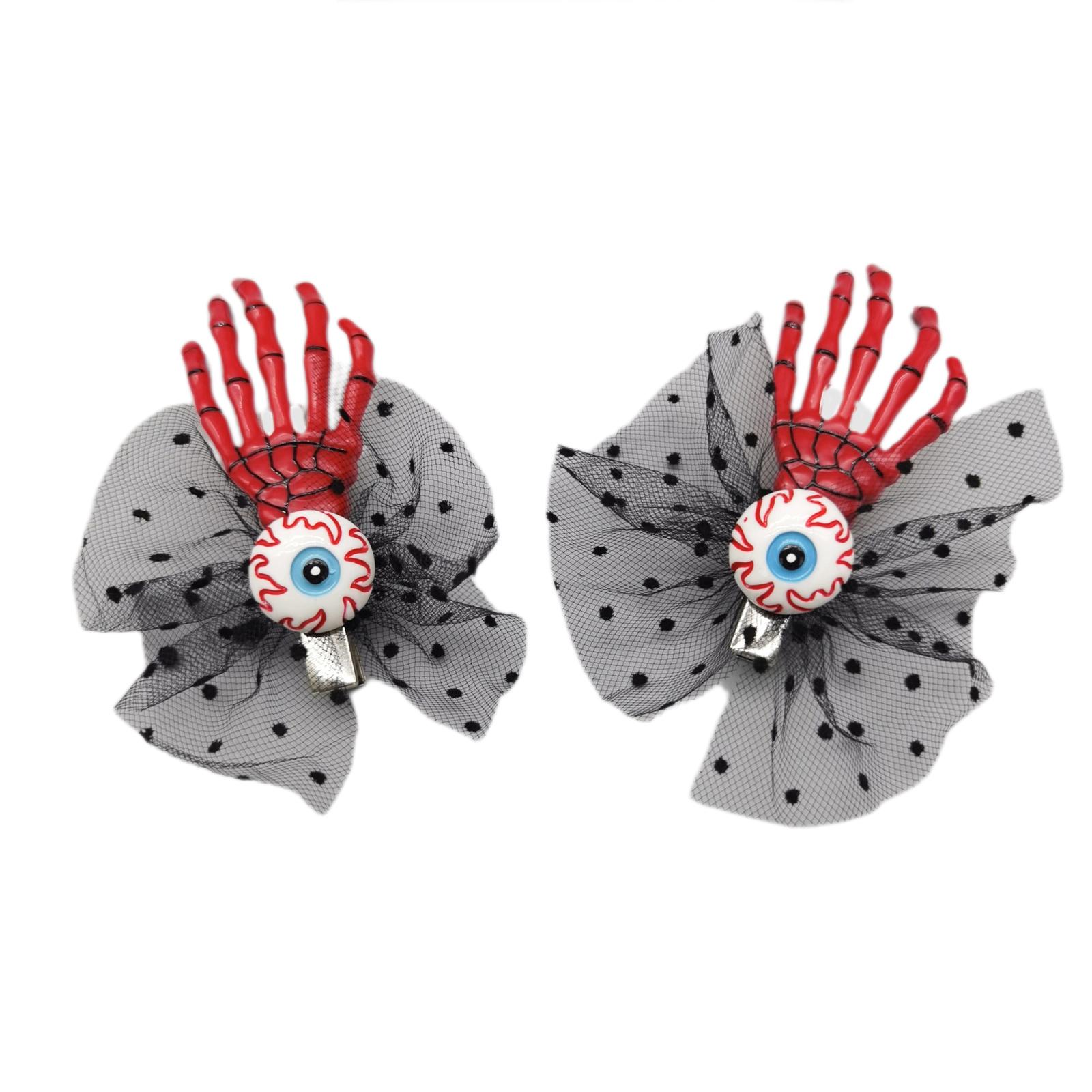 

Girls Skeleton Hand Red Hairpin Scary Bloody Eyeball Duckbill Clip Handmade Clips Girls Headdress