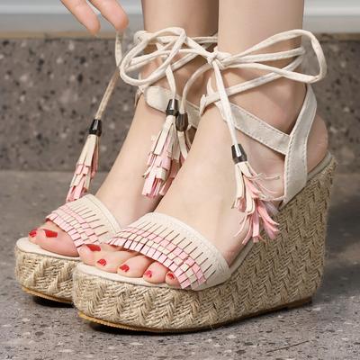 Fashion Ankle Straps Women's Sandals Platform Wedge Summer Shoes For Women High Heels Gladiator Flip Flops Ladies Party Shoe Large Size