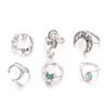 Exaggerated Seahorse & Moon Turquoise 6-Piece Ring Set