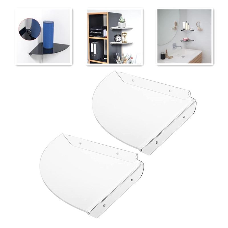 2 Pcs Bathroom Corner Shelf Punching Holes Rustproof Acrylic Shower Storage Rack Shampoo Holder Bathroom Accessories