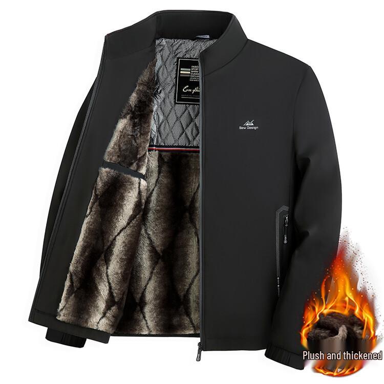 Specht 2025 Herbst Herren Fleecegefütterte Stehkragenjacke für Mittelalte & Ältere