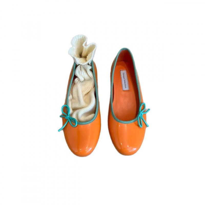 New Retro Mary Jane Shallow Mouth Single Shoes Women's Bow Round Head Shallow Mouth Flat Shoes Ladyshoes Spring