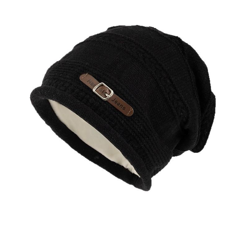 Autumn and winter knitted headgear, foreign style, fashionable and loose, big head circumference, confinement hat, stacking hat, new velvet hat