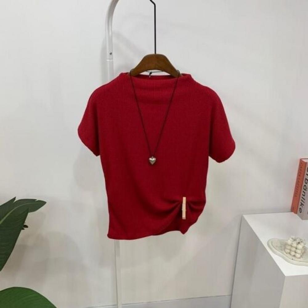C S In The Room Feed Rib Slim Half neCk Cap Sleeve Knit 5Color