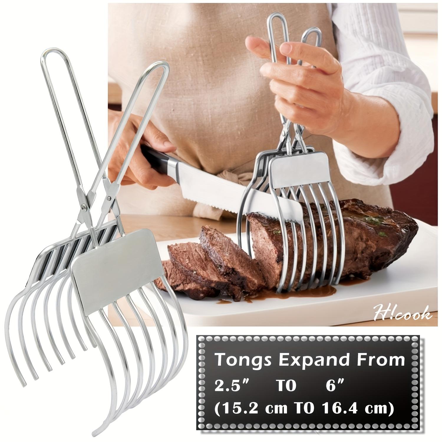 Stainless Steel Meat Tongs,Heavy-duty Multi-functional Barbecue Tongs for Grilling,Slicing,and Handling Meat and Bread-Food Safety 304 Stainless Steel