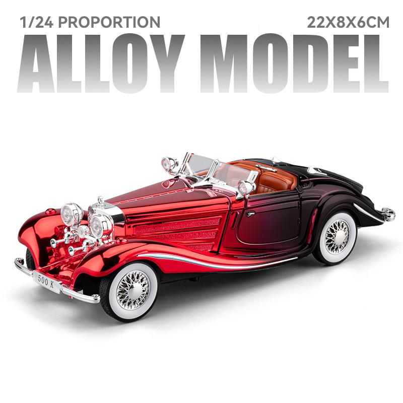 szvm1 1:24 Mercedes-Benz 500K 1936 Classic Car Alloy Car Model Sound and Light Pull Back Children's Toy Collectibles Birthday gift