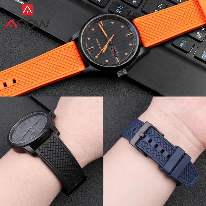 Fluoro Rubber Strap 20mm 22mm Quick Release Soft Sport Waterproof Stainless Steel Butterfly Buckle Men Replacement Watch Band