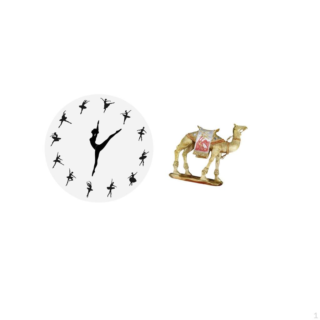 Ballet Dancing Girl Wall Clock with Camel Figurine Resin Animal Statue for Charming Kitchen Office