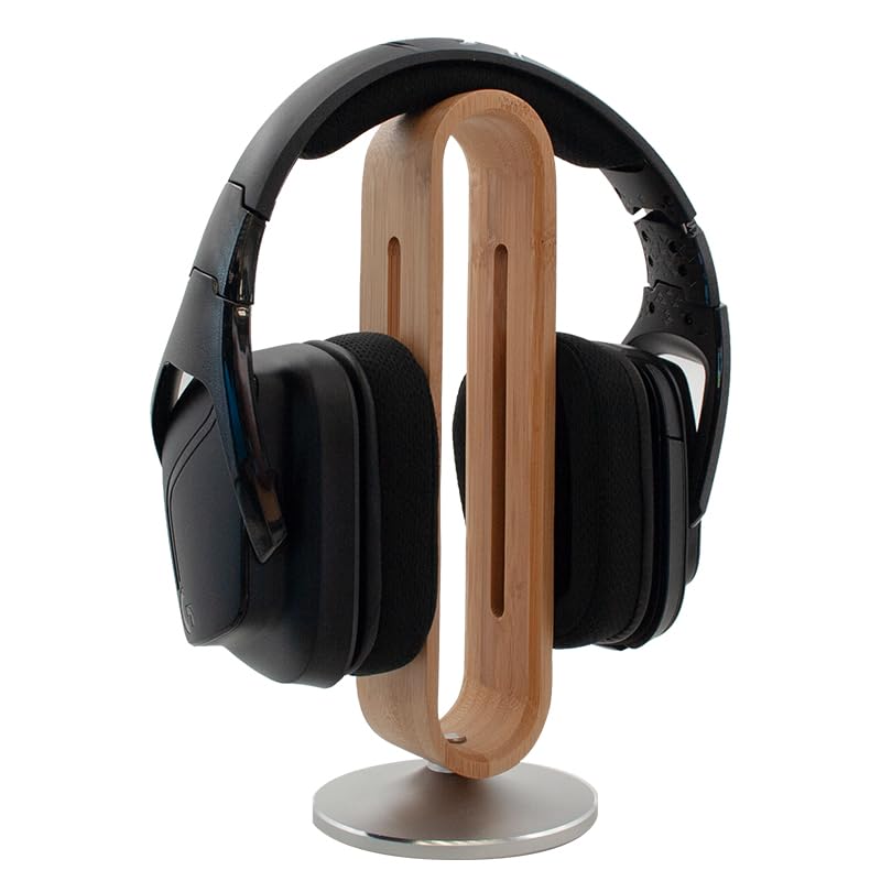 Stylish bamboo headphone stand in a Scandinavian style that complements your interior (natural)