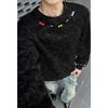 Men S Loose Fit Embroidered Crew Neck Pullover Sweatshirt Plus Size
