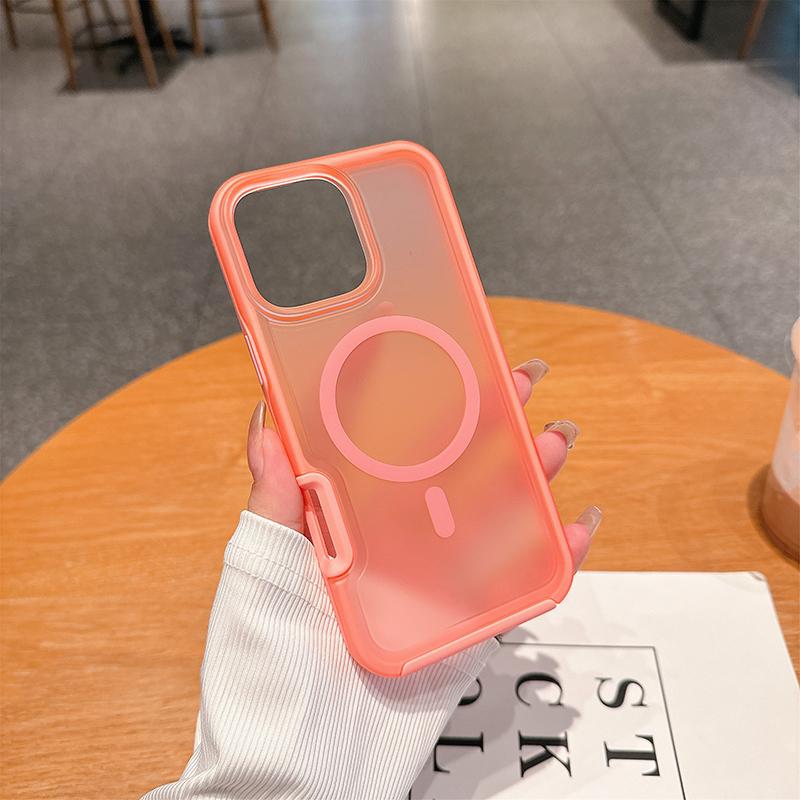 Fashion Armor Magnetic Charging Protect Cover For IPhone 17 Pro Max Air 16 15 14 Plus 13 12 Frosting Clear Anti-Drop Phone Case