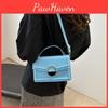 Trendy Korean Style Small Square Bag For Women In Black Blue White And Pink Pu Material