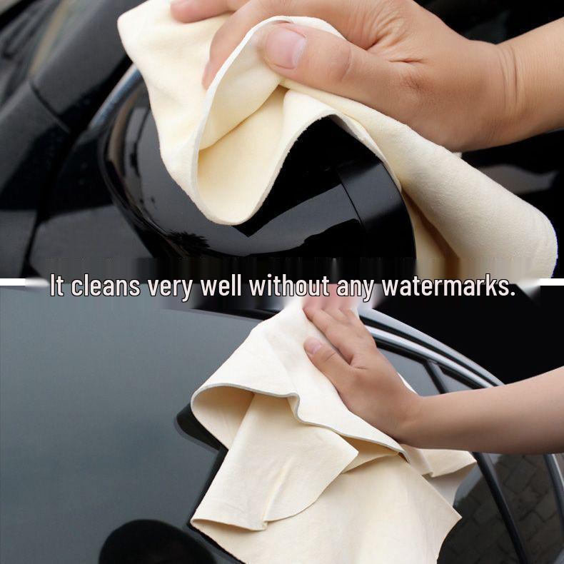 Premium Chamois Leather Car Cleaning Cloth - Ideal for Windows, Streak-Free, Non-Peeling