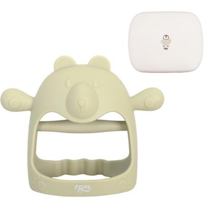 TGM Domestically Produced Infant Platinum Silicone Glove Type Bear Wrist Teether, Product + Case, Olive, 1 Set, Korean Baby Products