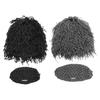 Kids Hat with Detachable Soft Yarn Straight Hair Wig Punk Style Mustache Warm Knitted Beard Cosplay