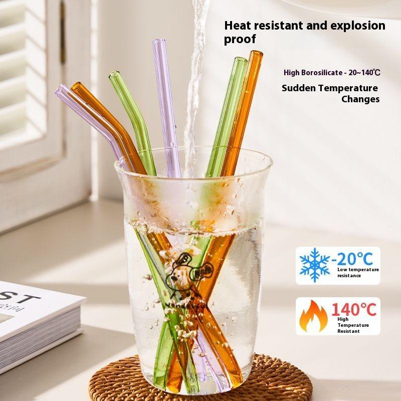 Gianxi Colored High-Value Glass Straw Non Disposable High Temperature Resistant Food Grade Transparent Drinking Glass Straw