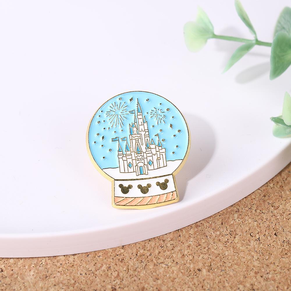 Cartoon Dream Castle Crystal Ball Brooch Pin Versatile Clothing Cute Badge Accessories