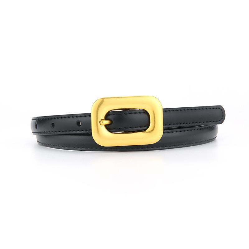 

Classic Leather Belt For Women With Alloy Buckle And Twolayer Cowhide For Dress Or Jeans чёрный