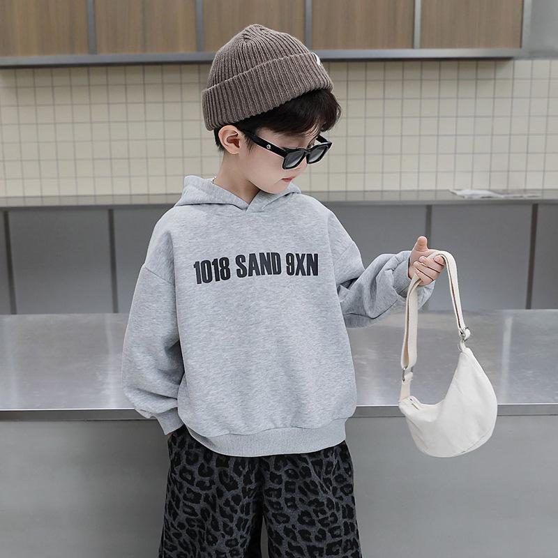 

Комплект уличной одежды из трех предметов для мальчиков: худи и кожаный жилет в корейском стиле, осень 2025 140 cm