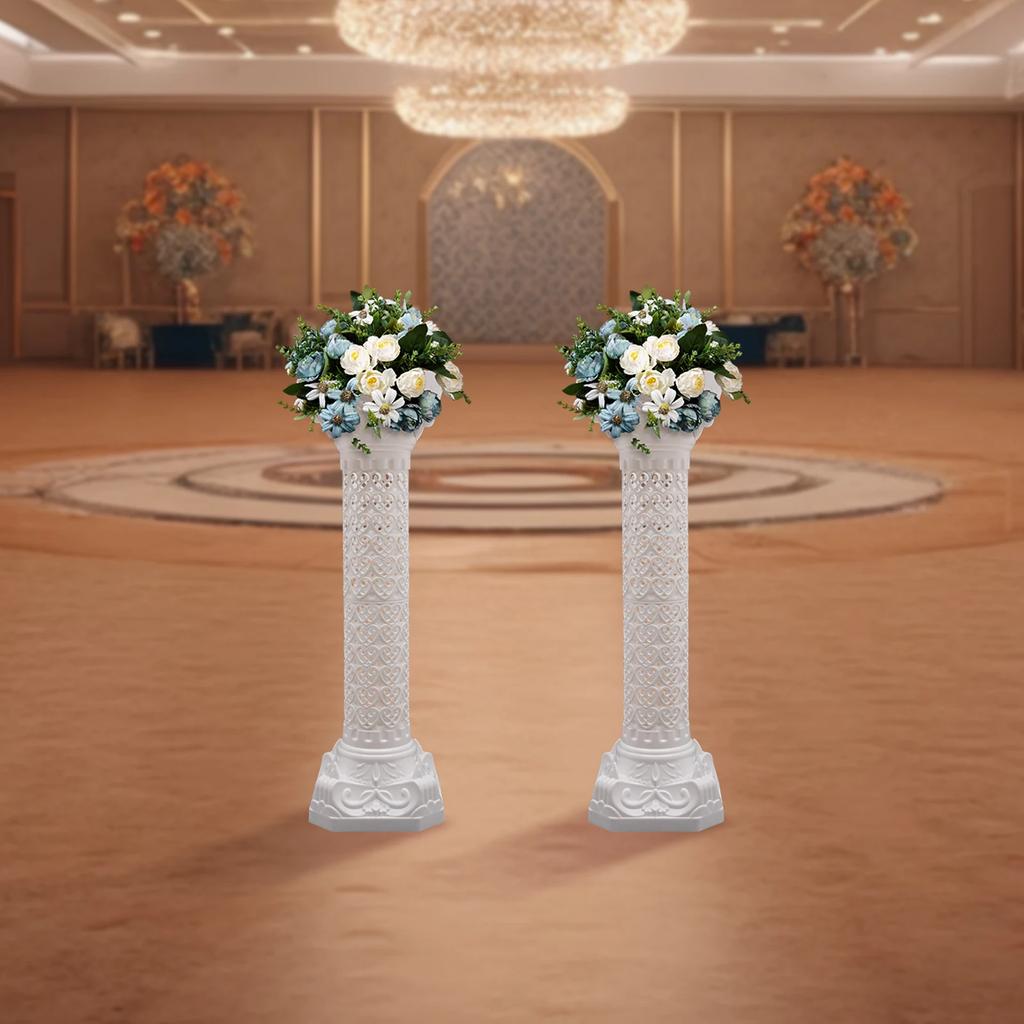 2 Bucăți Suport Plantator Coloană Romană Albă, Stâlp European Clasic Mare pentru Grădină Suport Ghiveci Flori pentru Interior Exterior 10,6x3,46 In