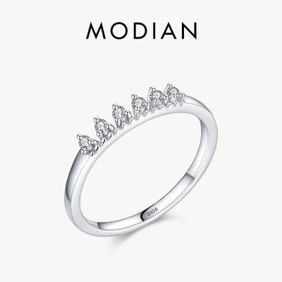 MODIAN 925 Sterling Silver Zářivý čirý kubický zirkonový stohovatelný prsten pro ženy 5 velikostí Módní doplňky pro jemné šperky