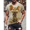 Men's Casual Breathable T-shirt, Short-sleeved Cartoon Animal Print T-shirt, Plus-size Baggy T-shirt for Summer