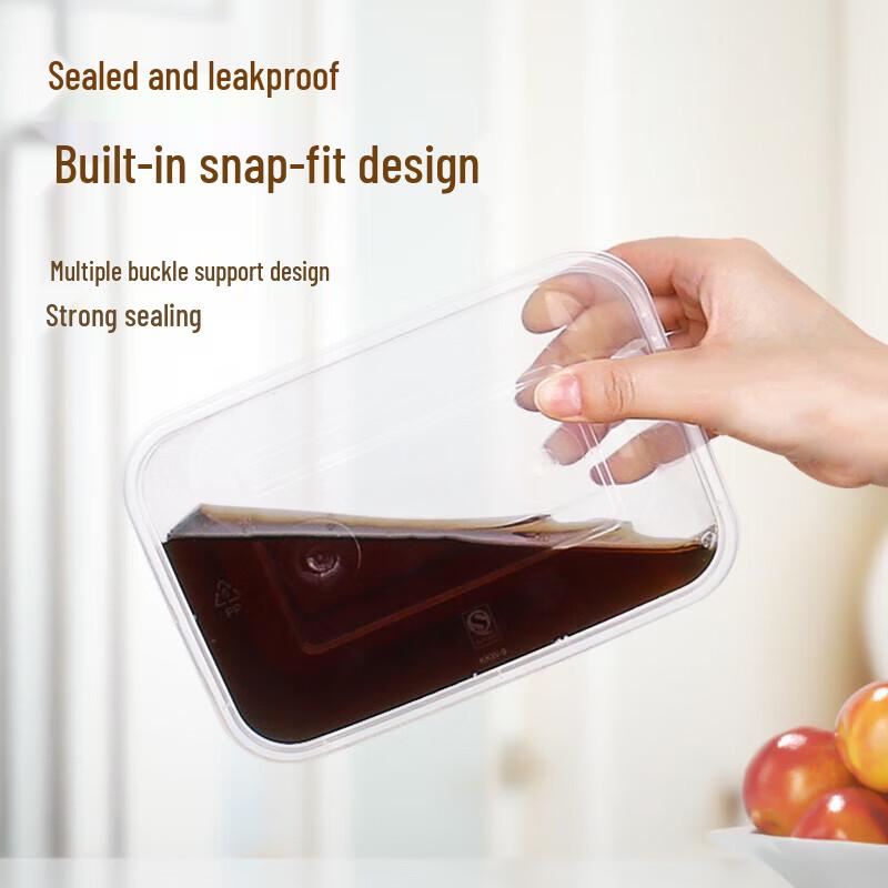 Disposable Plastic Round Lunch Box with Lid (750ml, 50-Pack)