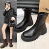 Women's Shoes Short Rubber Winter Round Toe Winter Chunky Heel Fashion Boots Fashionable Spring and Fall