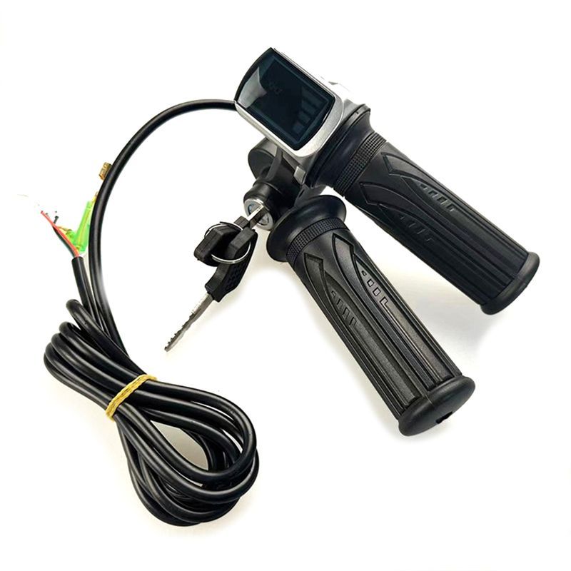 NEW HOT In Stock-For Electric Scooter Bike Parts- 48V Throttle Handlebar Grip Power Speed Rotary With Key With LCD Battery Displ