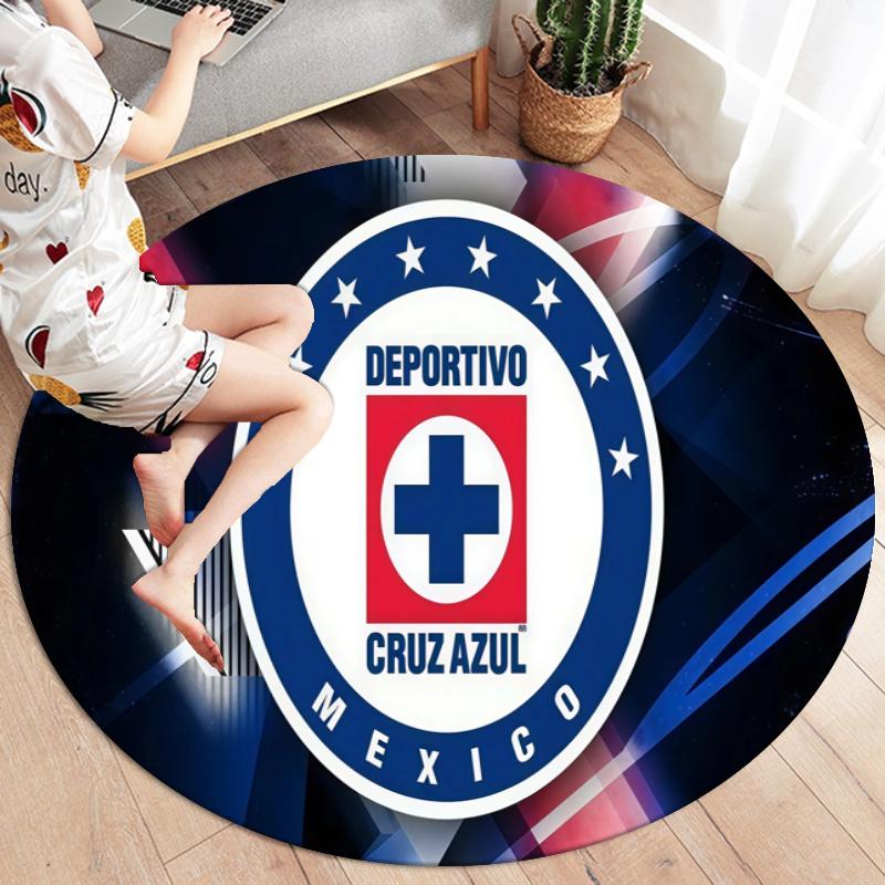 Cruz Azul Round Area Rug,Carpet Rug for Living Room Bedroom Sofa Playroom Decor,Non-slip Floor Mat