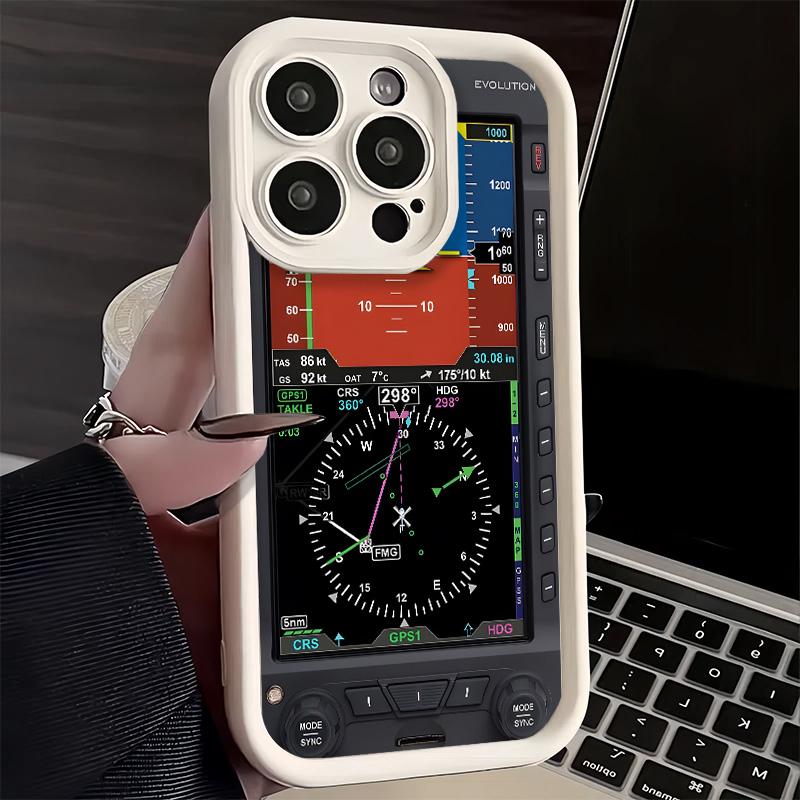 Phone Case for iPhone 17 Air 16E 15 16 Pro Max Aircraft Instrument Cockpit Radar Cover 14 Plus 13 12 Mini Soft Shell Silicone Fu