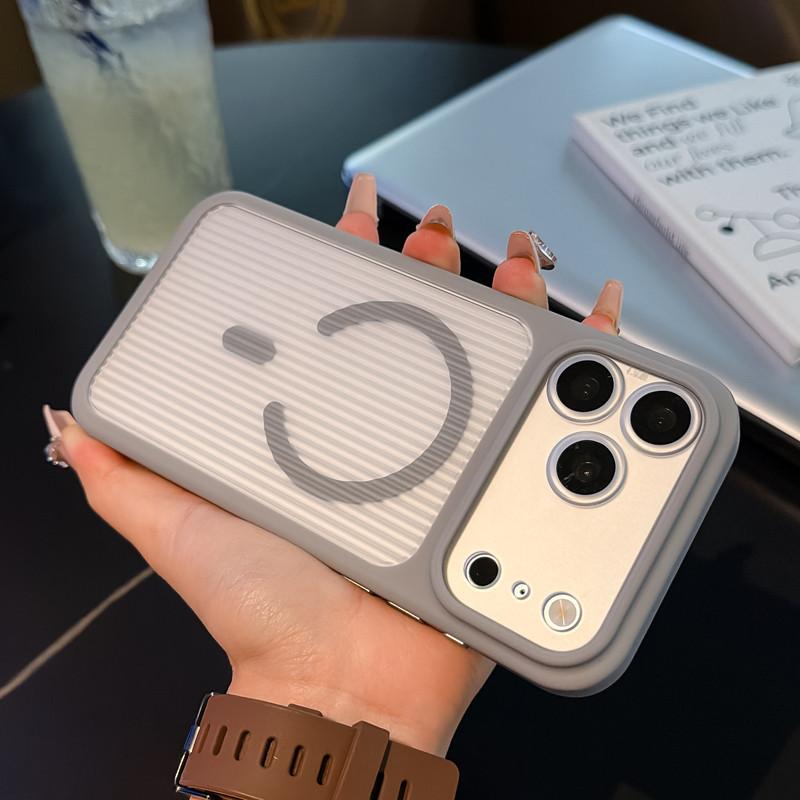 Corrugated ice mist magnetic attraction is suitable for iPhone17PROMAX matte skin mobile phone case Apple 16 simple PC hard case