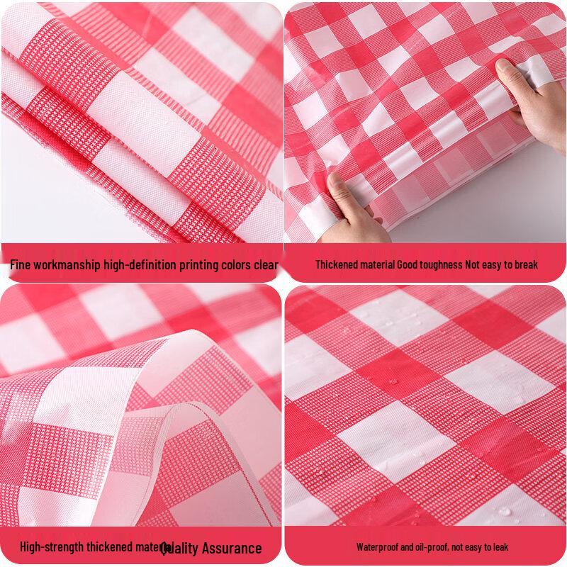 ZISIZ Disposable Plastic Plaid Tablecloths (100 Count)