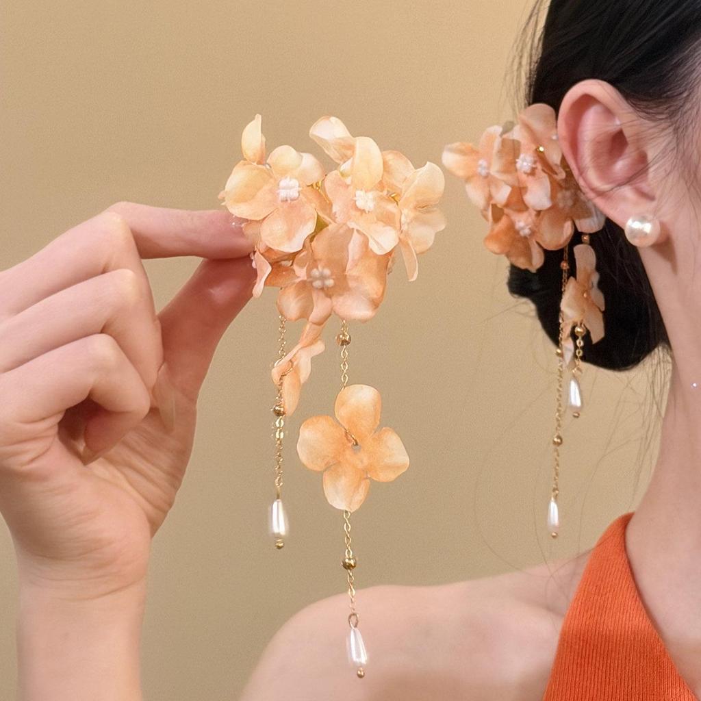 Fairy Flower Pearl Tassel Hair Clip - Sweet Duckbill Side Bang Accessory