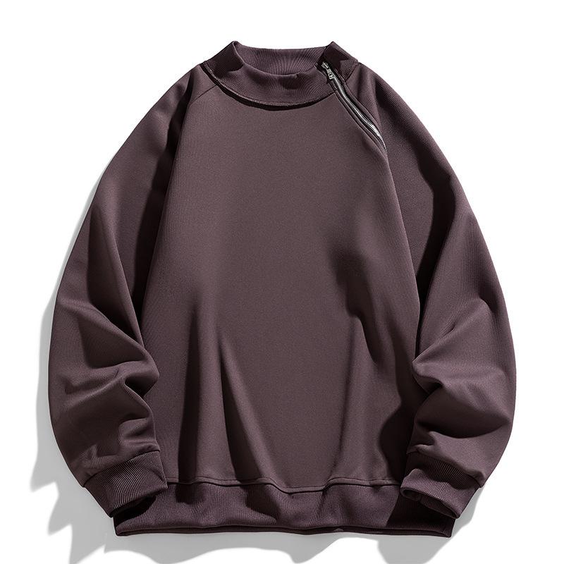 Niche Design Half-high Neck Zipper Long-sleeved Shirt for Men's New Heavy Autumn and Winter Outfit Casual