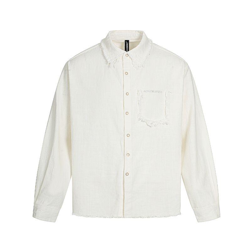 

Acrardic Fashion Brand Design Sense Niche Raw Edge Long sleeve Shirts Men s High Street Ruffle Handsome Vibe Loose Shirt Outerwear White XL