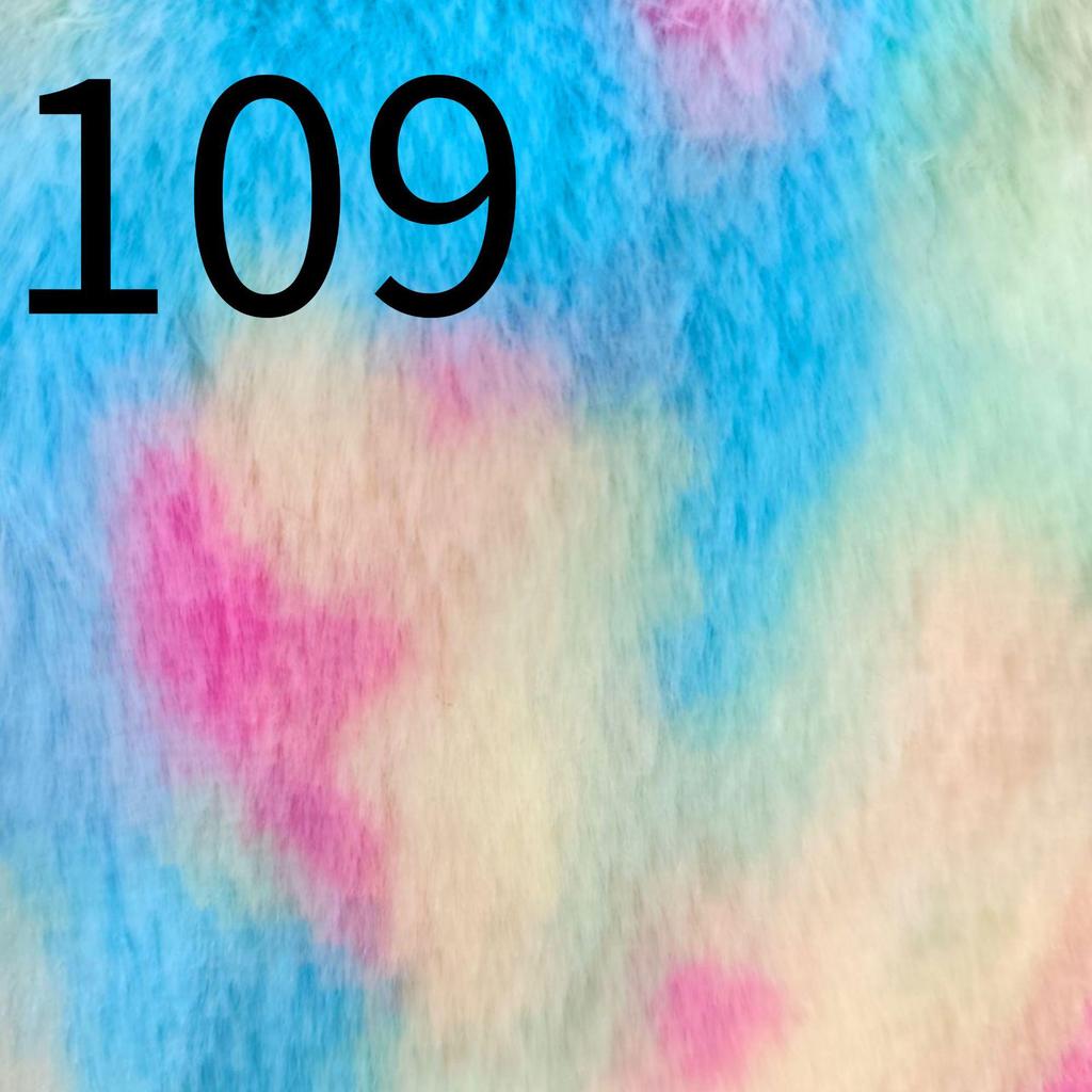 Colorful Tie-Dye Rabbit Fur Print Plush Fabric, 10mm - Ideal for Toy and Clothing Design