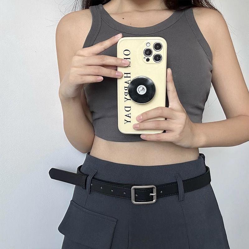 Fashionable Retro Women's Waist Belt Elegant Pu Material Versatile Square Buckle