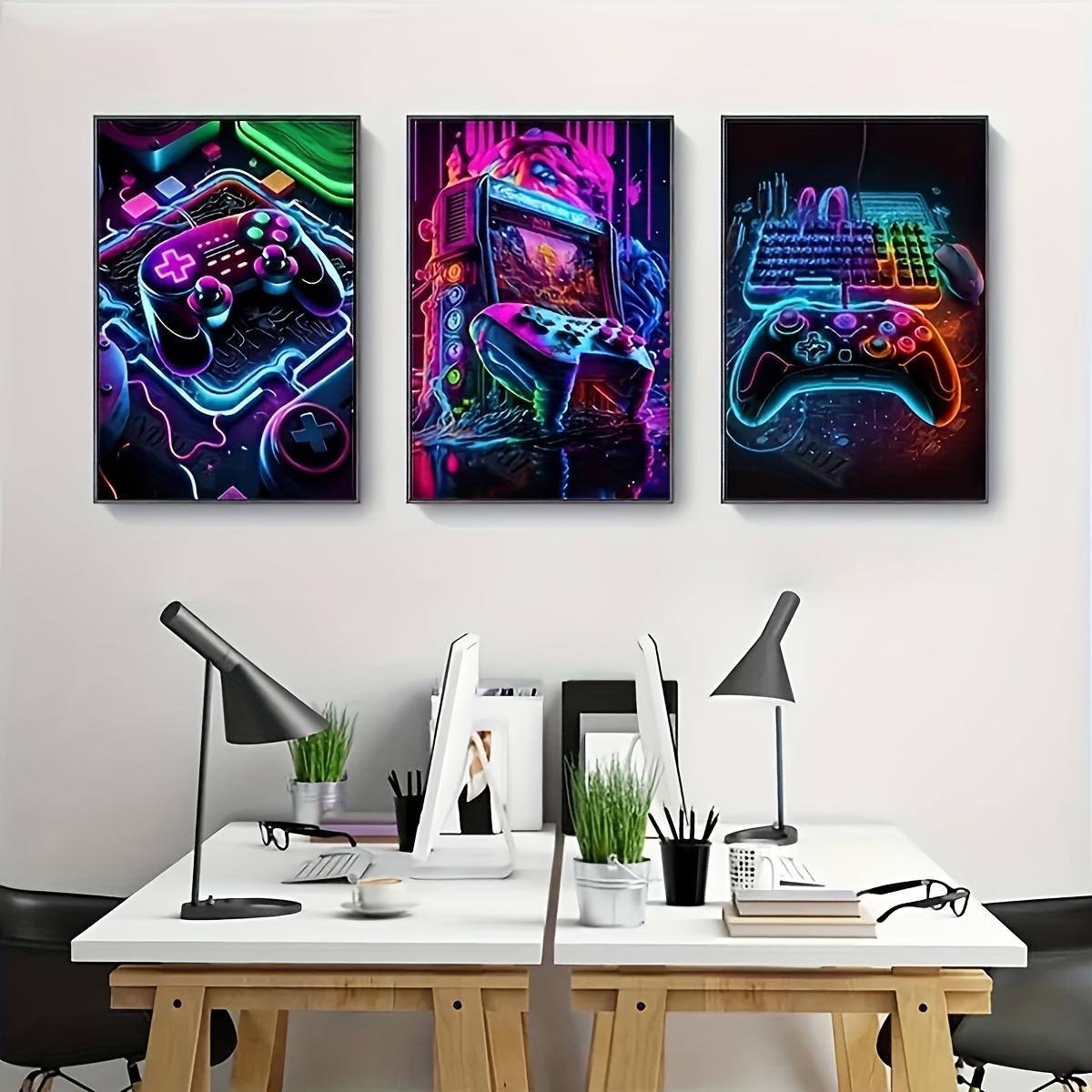 

3pcs Vibrant Neon Game Console Canvas Art Print Set - Frameless, Colorful Gaming Wall Decor for Living Room, Bedroom, Office, Ki 20x30cm-3pcs