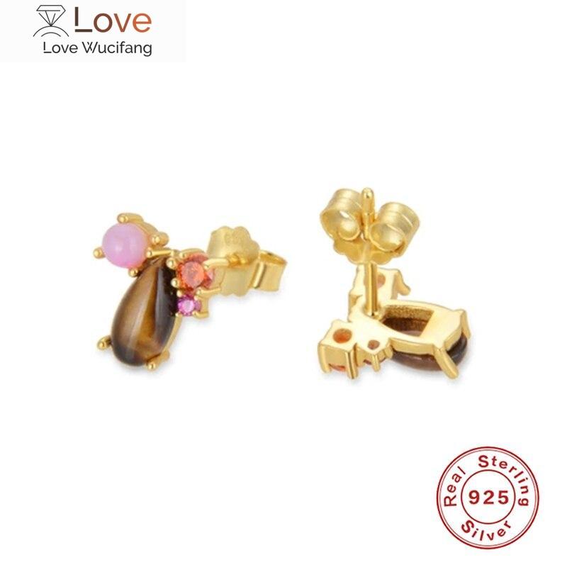 100 %Real Silver 925 Earrings  Trend Women 'S Earrings Garnet Red Stud Jewelry