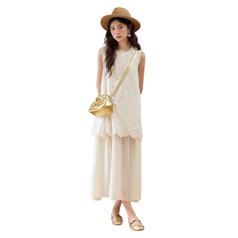 

Mizhu French Embroidery Layered Vest Dress M